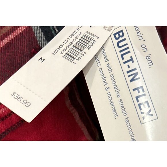 Old Navy Mens M Regular Fit Red Plaid Brushed Flannel Shirt Built in Flex NEW - Picture 4 of 4